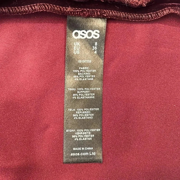 ASOS Velvet Midi Skirt Plum Size 4 - Picture 6 of 8